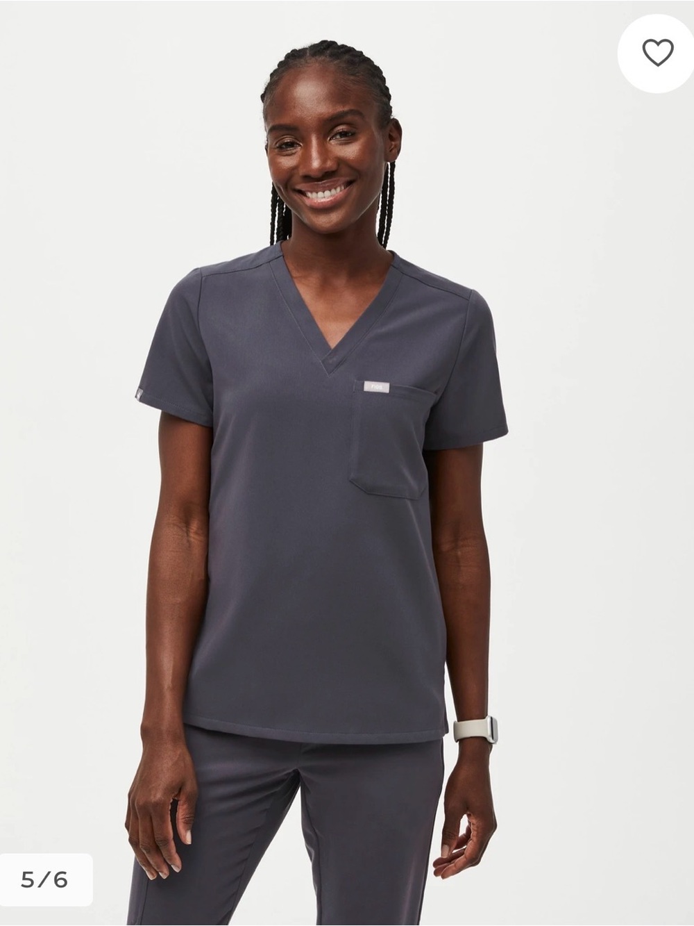 Figs Catarina Scrub Top in Charcoal